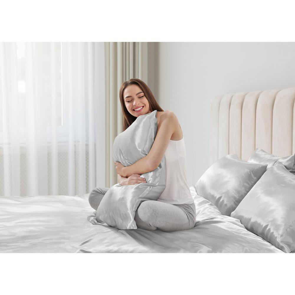 Light Gray Satin Standard Pillowcase Set