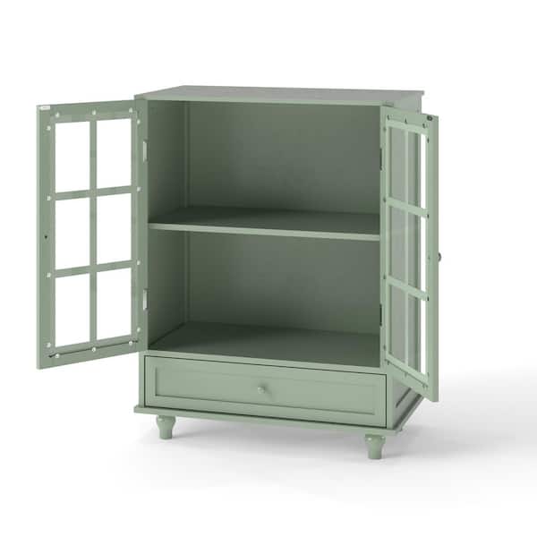 28 in. W x 15 in. D x 36.22 in. H Bathroom Green Linen Cabinet