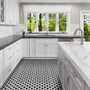 Circulos B Black and White Evening/Matte 8 in. x 8 in. Cement Handmade Floor and Wall Tile (Box of 8/3.45 sq. ft.)