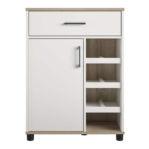 SystemBuild Evolution Langham Bar Cabinet with Beverage Shelves, White