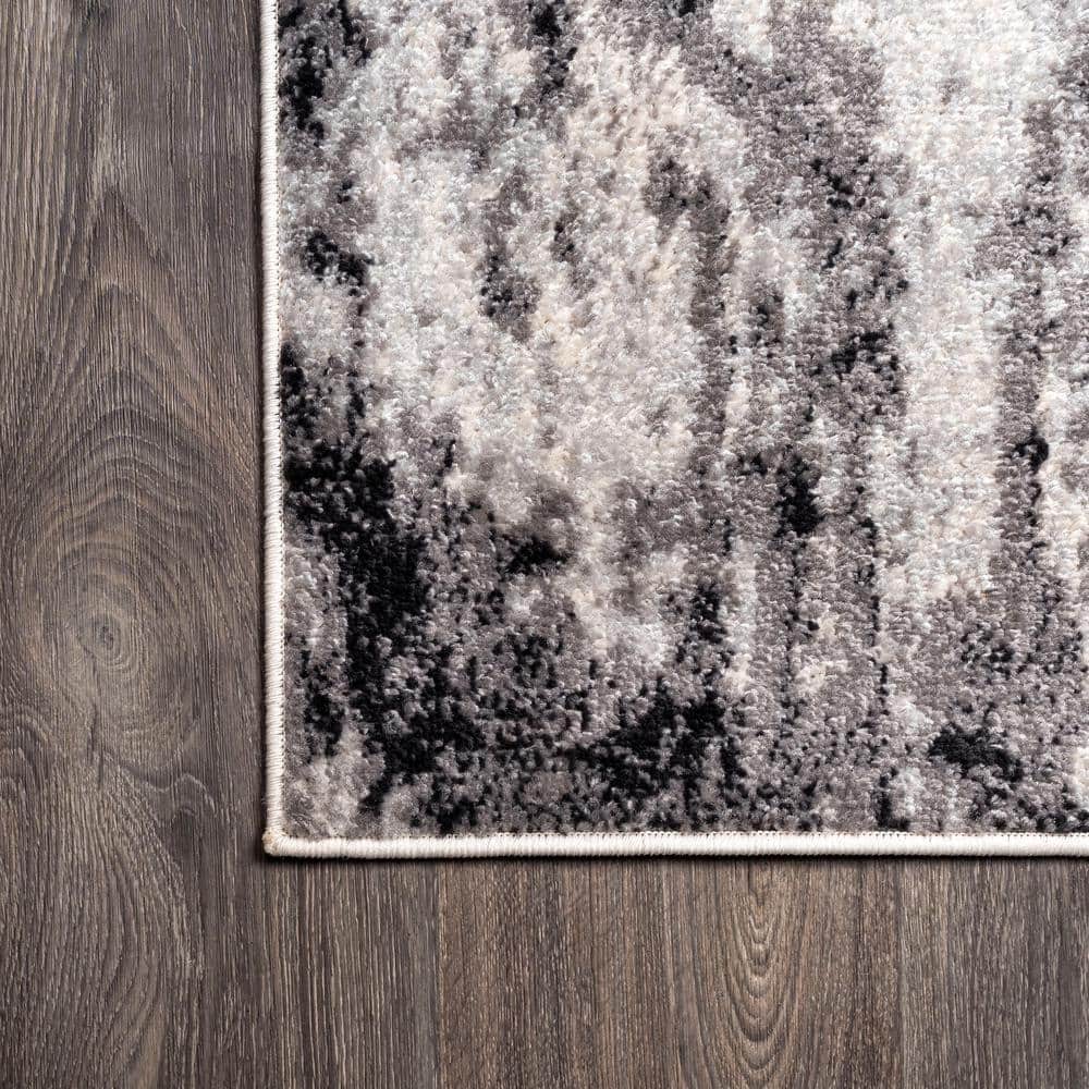 Storm Gray and Cream Abstract 3x5 Area Rug