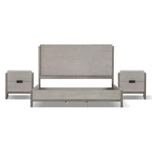 Burnett 3-Piece Stone Gray Wood Queen Bedroom Set