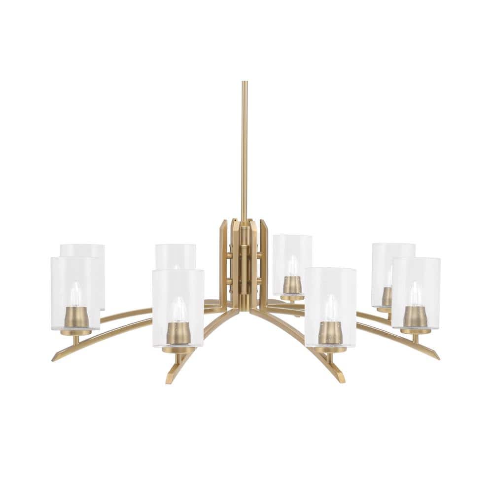 Siena 34 in. 8-Light New Age Brass Chandelier with 4 in. Clear Bubble Glass