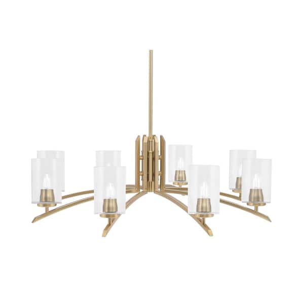 Unbranded Siena 34 in. 8-Light New Age Brass Chandelier with 4 in. Clear Bubble Glass Shades, no bulbs included