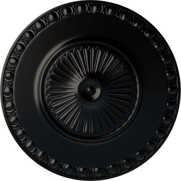 Ekena Millwork 23-1/2" x 3-1/4" Lyon Urethane Ceiling Medallion (Fits Canopies upto 3-5/8"), Hand-Painted Jet Black