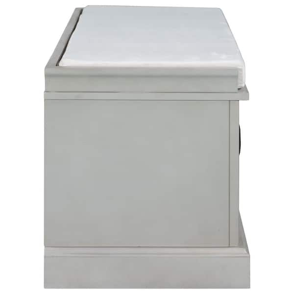 Gray Wash Entryway Bench and Storage Bins