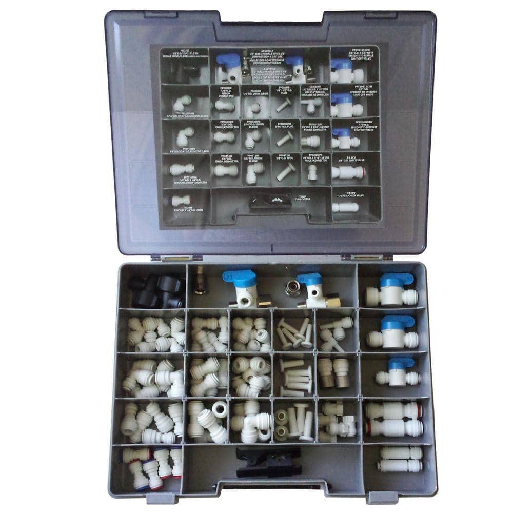 1/4 in. x 5/16 in. x 3/8 in. Push-Fit Appliance Polypropylene Fittings Set (86-Piece) price history on PriceWatchPro