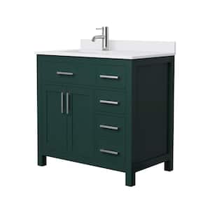 Beckett 36 in. W x 22 in. D x 35 in. H Single Sink Bathroom Vanity in Green with White Cultured Marble Top