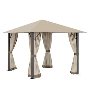 10 ft. x 10 ft. Khaki Patio Gazebo Outdoor Canopy Shelter