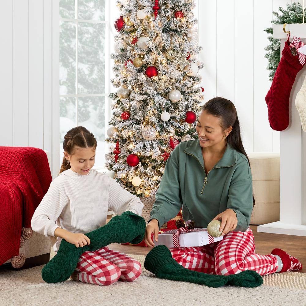6ft White Snow-Flocked Pre-Lit Pencil Christmas Tree with PVC Branches
