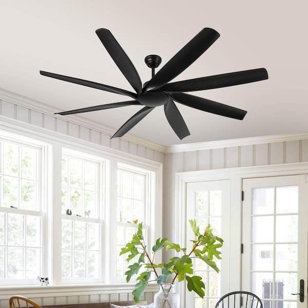 72 in. Modern Indoor&Outdoor Downrod Mount Black Blades 6-Speed Ceiling Fan with Remote and 3-Size Downrods
