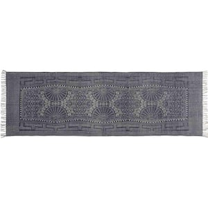 Blue and Ivory 3 ft. x 8 ft. Runner Area Rug