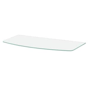 GLASSLINE 31.5 in. x 10/12 in. x 0.31 in. Frosted Glass Convex Decorative Wall Shelf without Brackets