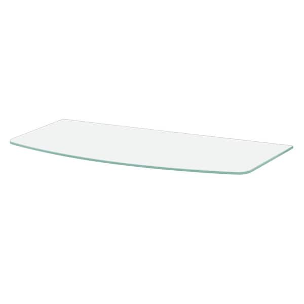 Dolle GLASSLINE 31.5 in. x 10/12 in. x 0.31 in. Frosted Glass Convex Decorative Wall Shelf without Brackets