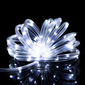 Outdoor 35.7 ft. Solar Powered Cool White LED Rope Light with 8 Modes (2-Pack)