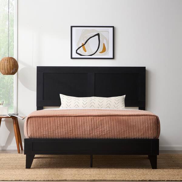 Full Double Framed Wood Platform Bed, Brookside Ivy Wood Platform Bed Frame With Upholstered Headboard King