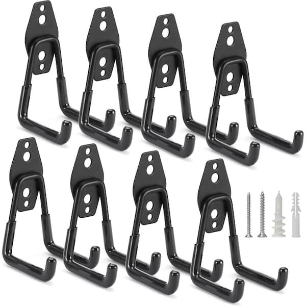 8 Pack 2.75 in Heavy Duty Steel U Hooks with Anti-Rust Coating and Non-Slip PVC Sheath, Wall Mount Garage and Shed