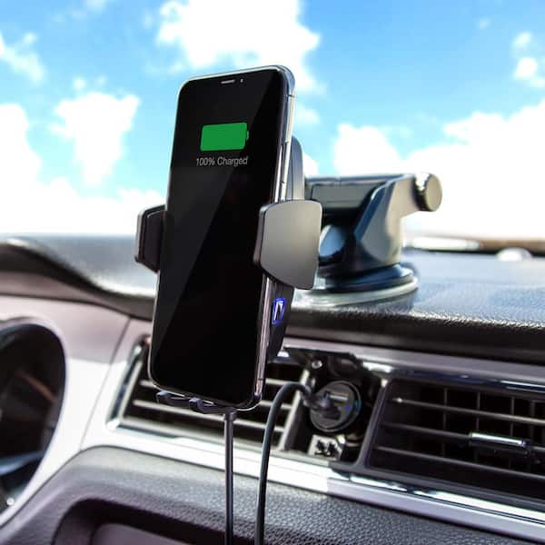 ChargeHub Auto Phone Mount Plus Wireless Charger with 2-Port USB Charger &  Cable CRG-ACM-001 - The Home Depot