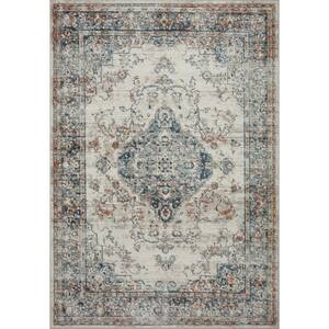 Bianca Ivory/Ocean 6 ft. 7 in. x 9 ft. 2 in. Contemporary Area Rug