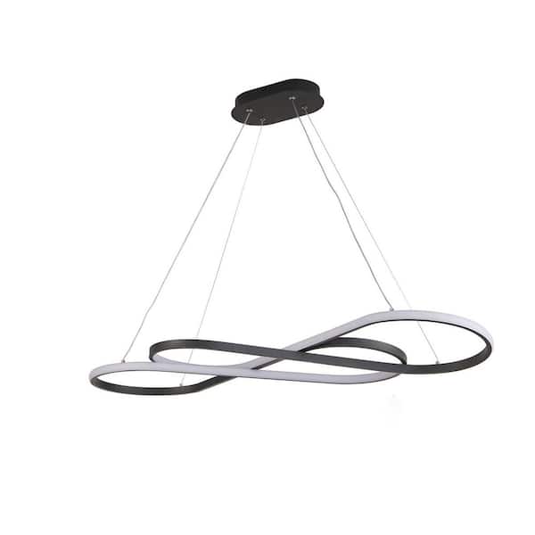 RCCFBHM Light Pro 78-Watt 1-Light Black Integrated LED Pendant Light Modern Pendant Light Fixture for Dining Room or Bedroom