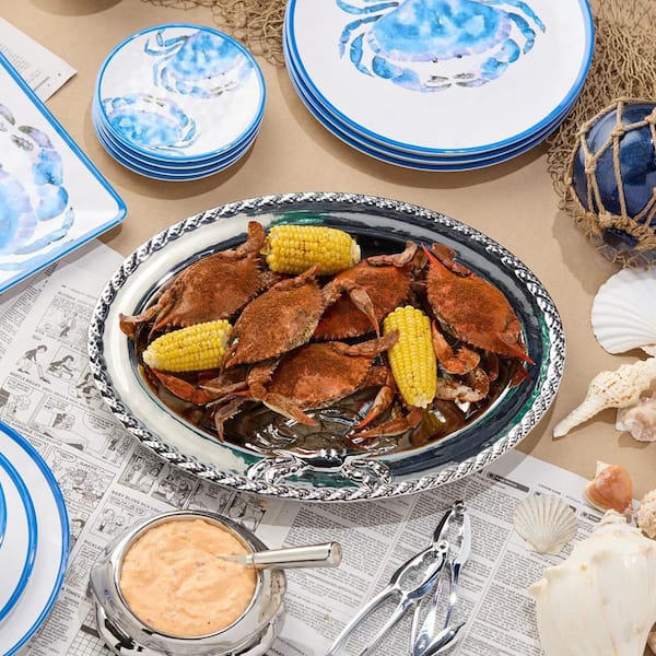 Certified International 12 in. Silver Plated Crab Porcelain
