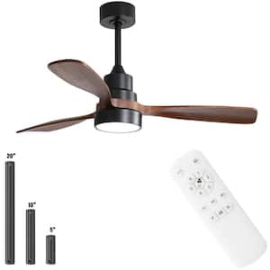 48 in. LED Indoor/Outdoor Wood Black Ceiling Fan with Light and Remote Control