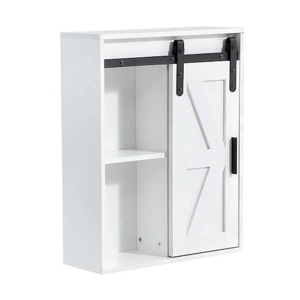 Ziyudura 21.7 in. W x 27.6 in. H Rectangular White Surface Mount Sliding Door Medicine Cabinet without Mirror