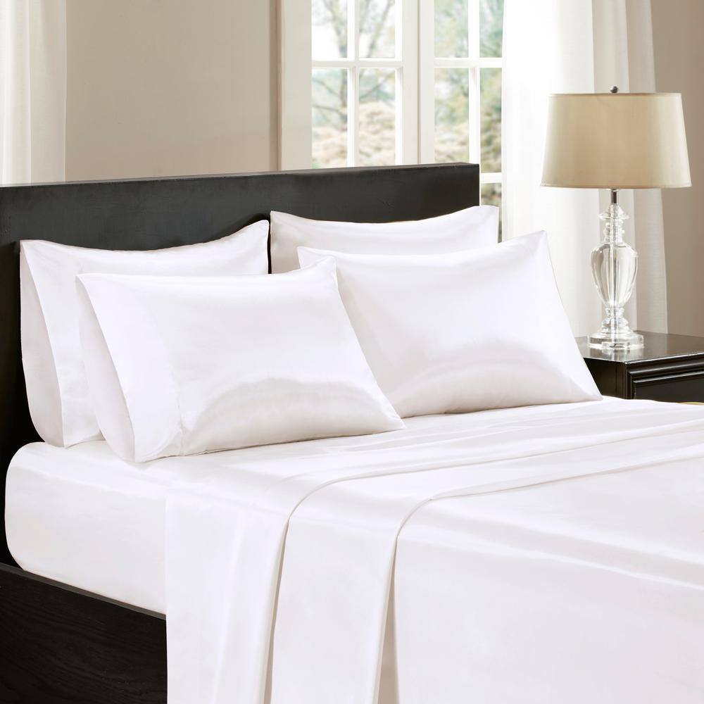 Madison Park Essentials Satin 6-Pc. Sheet Set, Queen - White