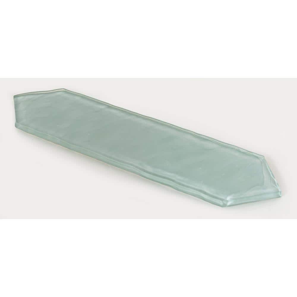 Ergo Icicle- Green Blue 3 in. x 10 1/2 in. Glossy Glass Wall, Floor, Kitche