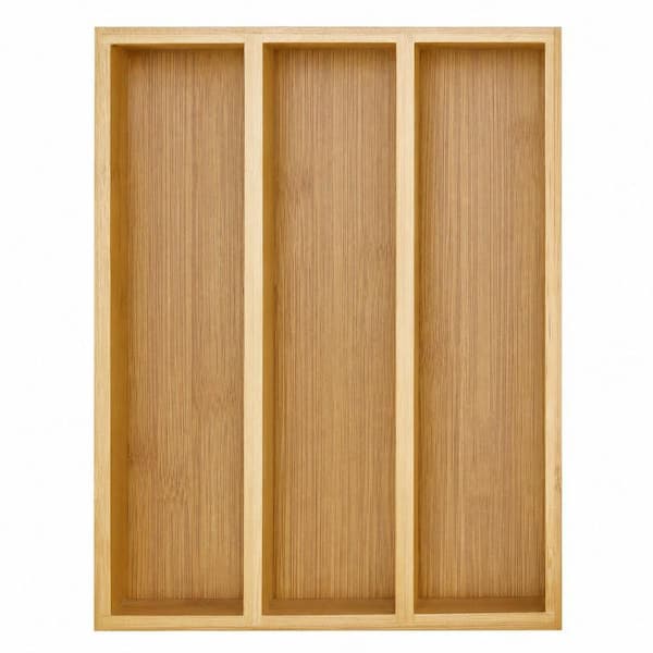 1.5 in. H x 10 in. W x 7.8 in. D Slim Natural Bamboo Silverware Drawer Organizer