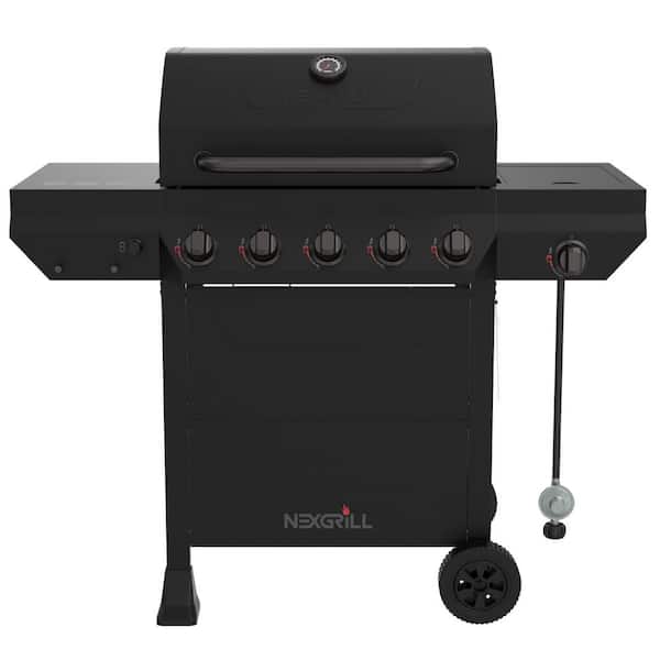 5-Burner Liquid Propane Gas Grill in Black with Side Burner
