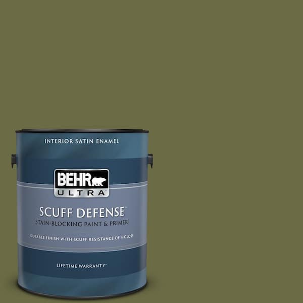BEHR ULTRA 1 gal. Home Decorators Collection #HDC-CL-20 Portsmouth Olive Extra Durable Satin Enamel Interior Paint & Primer