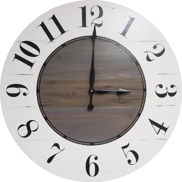 Unbranded Cora 24 in. White and Gray Farmhouse Wall Clock