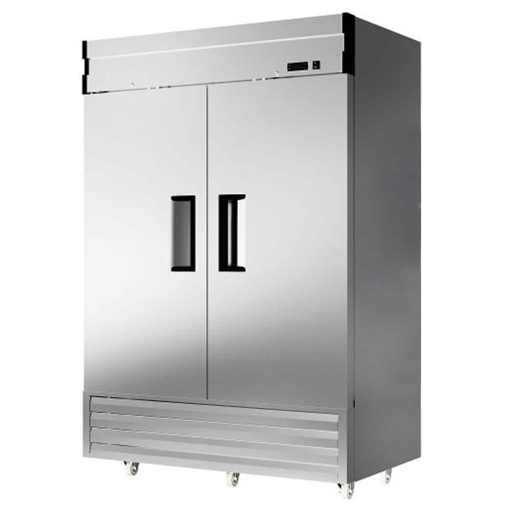 54 in. 49 cu. ft. 2 Door Dynamic Stainless Steel Commercial Refrigerator with Digital Thermostat, LED & 6 Shelves