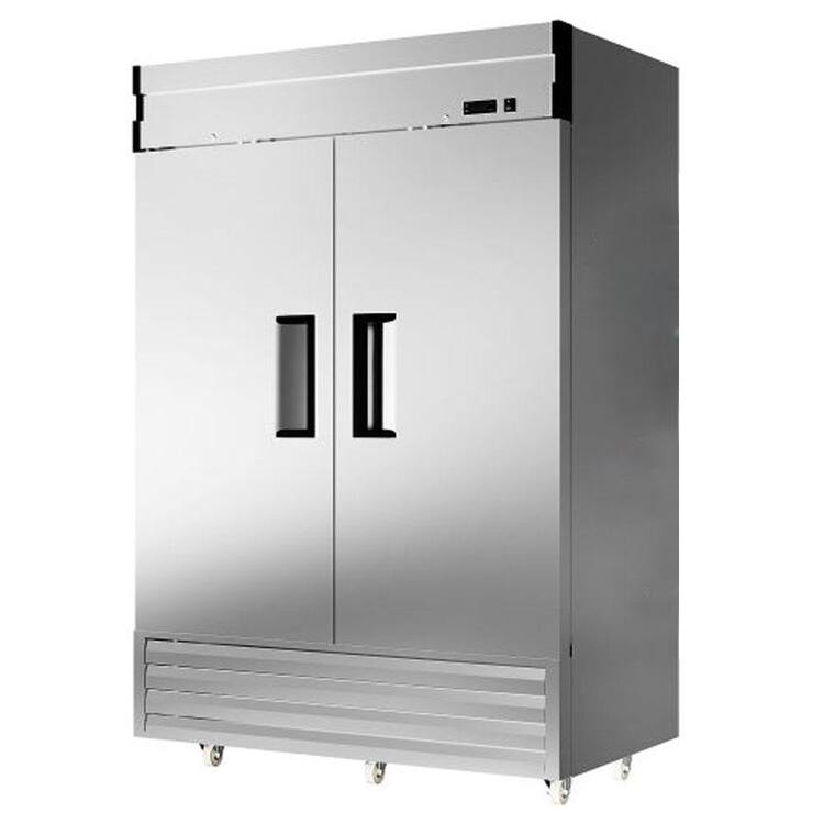 Anqtovp 54 in. 49 cu. ft. 2 Door Dynamic Stainless Steel Commercial Refrigerator with Digital Thermostat, LED & 6 Shelves