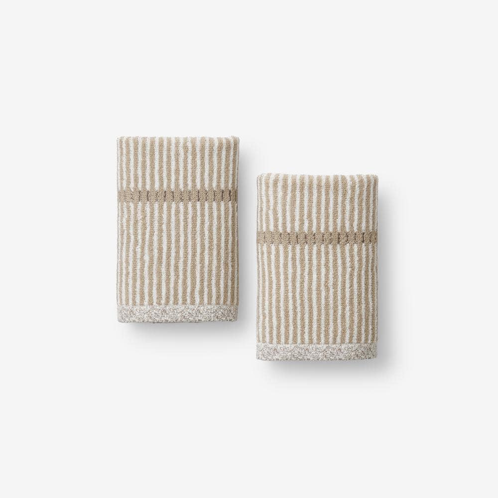 Company Cotton Narrow Stripe Reversible Taupe Wash Cloth (Set of 2) price history on PriceWatchPro