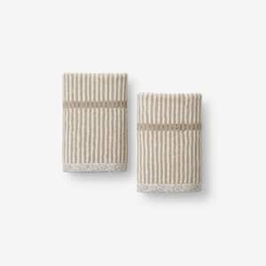 Company Cotton Narrow Stripe Reversible Taupe Wash Cloth (Set of 2)