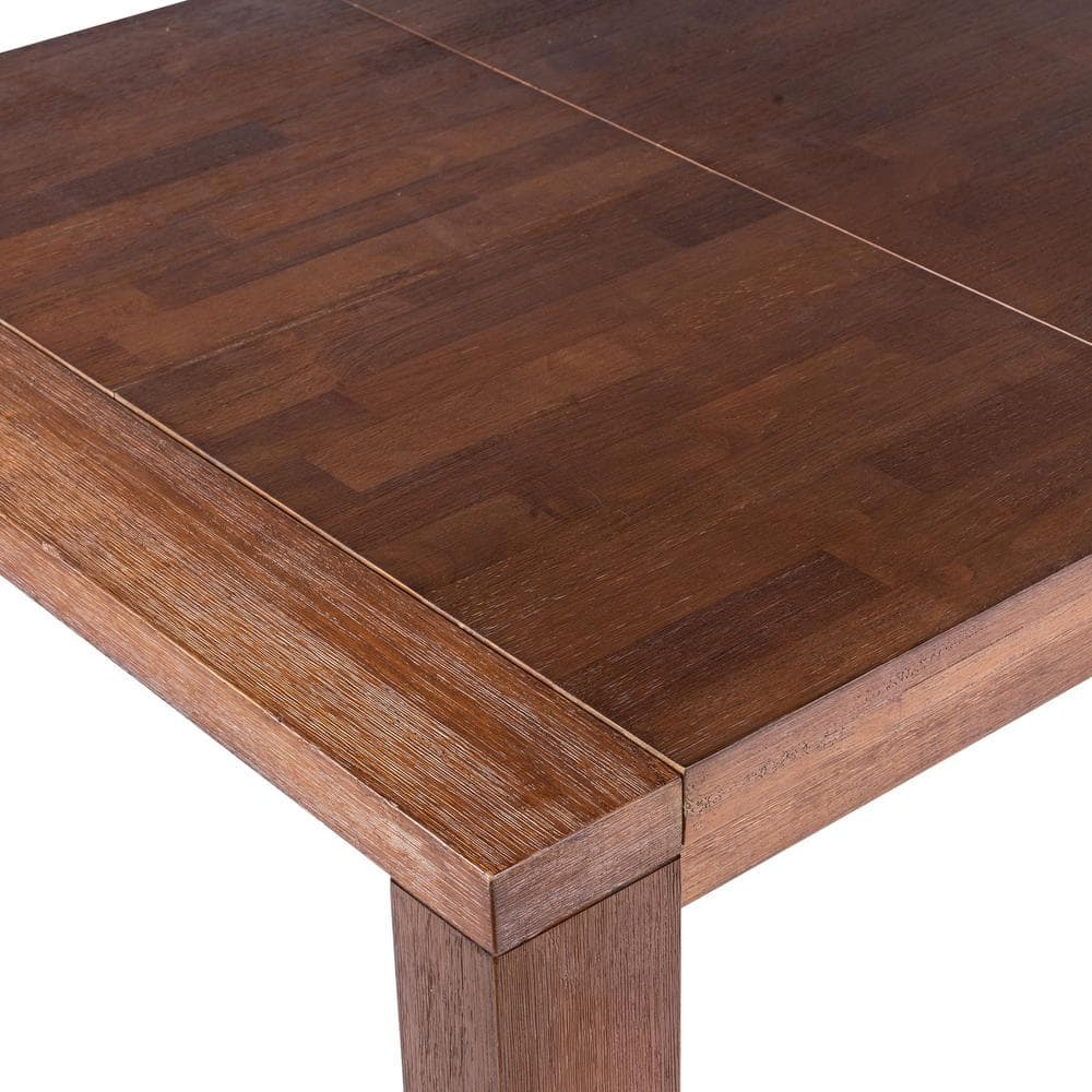 Chestnut Wire-Brush Wood Extendable Dining Table for Eight