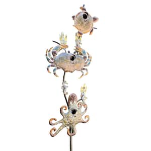 85 in. Tall Coastal Style Birdhouse Stake - Sea Turtle and Crab