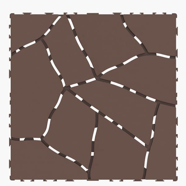 44-Piece Stone Style 12 in. Patio Deck Tiles, DIY Interlocking Outdoor Flooring, Poolside Patio, Porch, Backyard, Brown