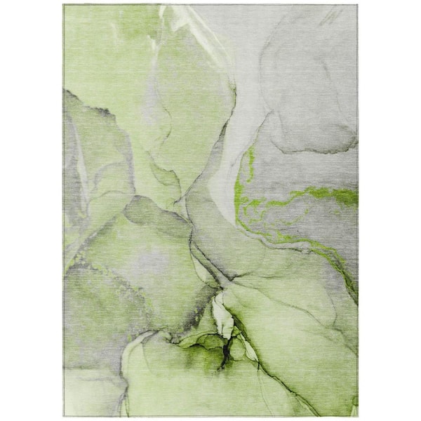 HomeRoots Green 5 ft. x 8 ft. Abstract Indoor / Outdoor Area Rug