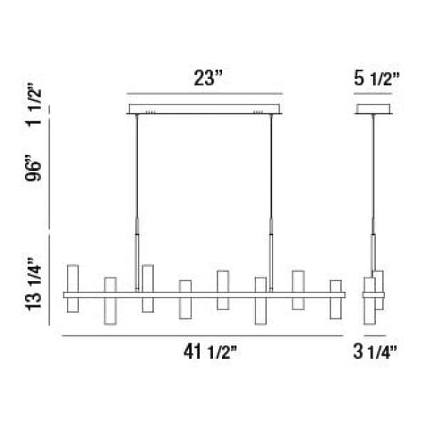 Chrome and Clear Acrylic 8-Light Linear LED Chandelier