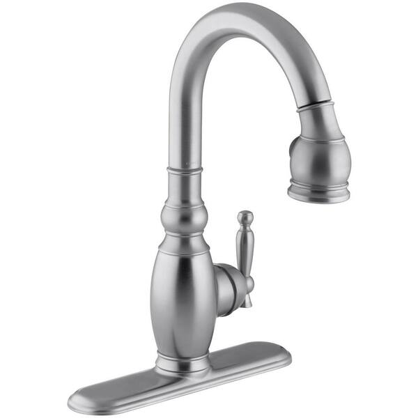 KOHLER Vinnata 1 or 3-Hole Single Handle Pull-Down Sprayer Bar Faucet in Brushed Chrome