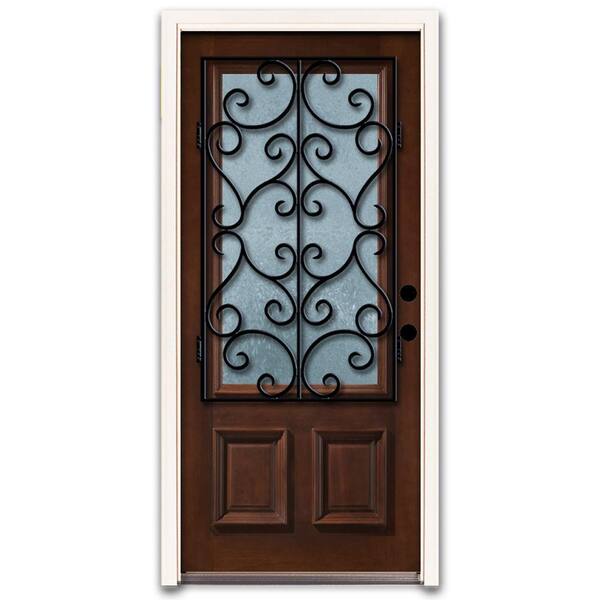 Steves & Sons Charleston 3/4 Lite Stained Mahogany Wood Front Door Slab-DISCONTINUED