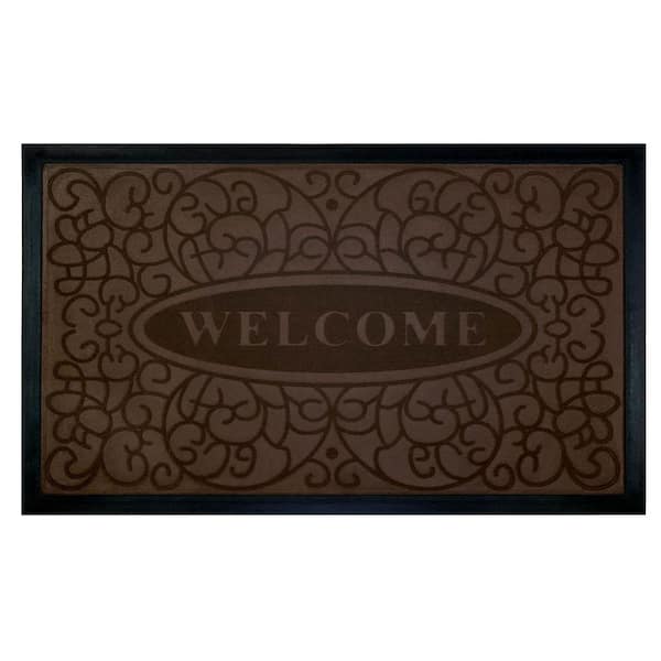 ACHIM Swirl Coffee 18 in. x 30 in. Rubber and Poly Door Mat