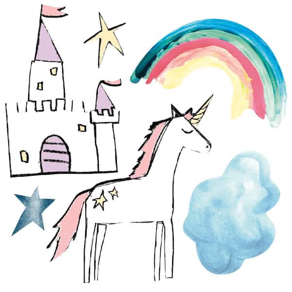Tempaper Rainbow & Unicorn Peel and Stick Wall Decals (Set of 18)