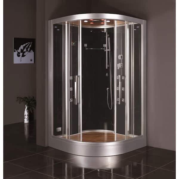 Platinum 47 in.x 47 in.x 90 in. Corner Steam Shower in Black with