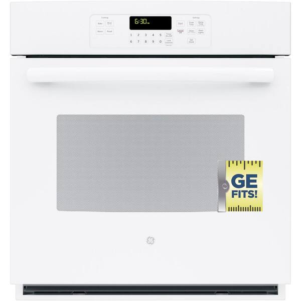 GE 27 in. Single Electric Wall Oven Self-Cleaning with Steam in White