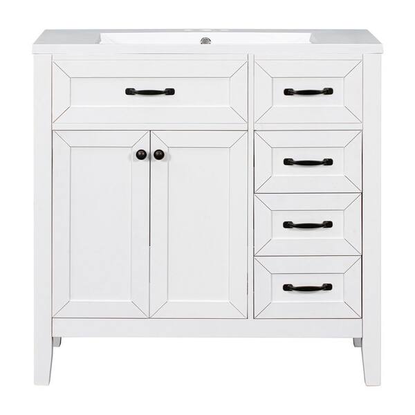 Hazel 35.50 in. W x 17.70 in. D Bath Vanity Cabinet without Top in White, including Drawers and Doors