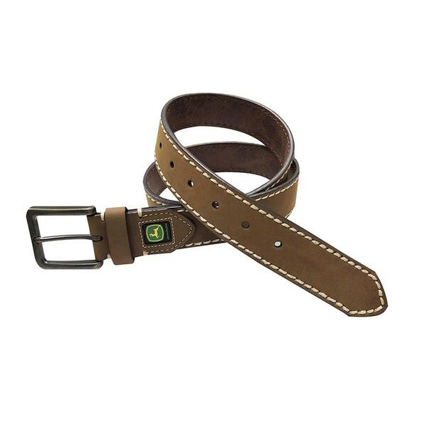 JOHN DEERE Men's Size 34 Brown Crazy Horse Genuine Leather Belt